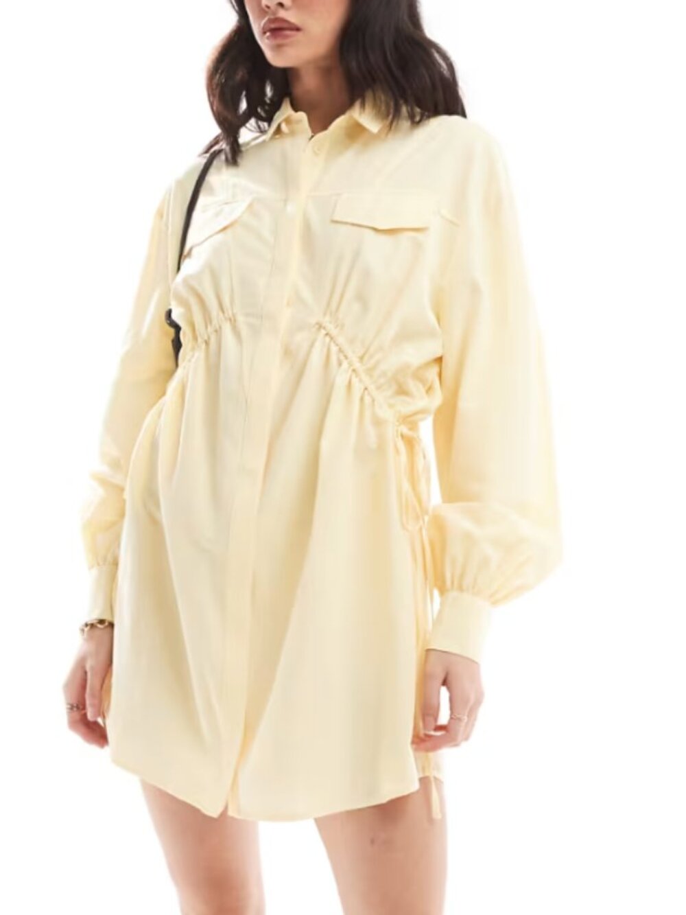 ASOS Mini Shirt Dress Butter Yellow